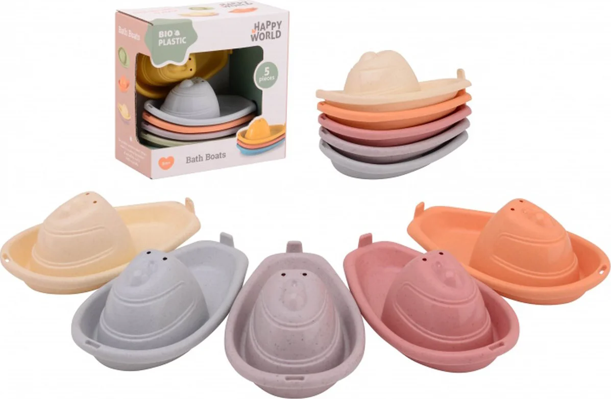 Bioplastic: Happy world 5 badbootjes in doos.