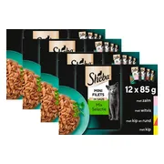 4x Sheba Mini Filets Adult Kattenvoer Natvoer Selectie van de Chef Maaltijdzakjes 12 x 85 gr