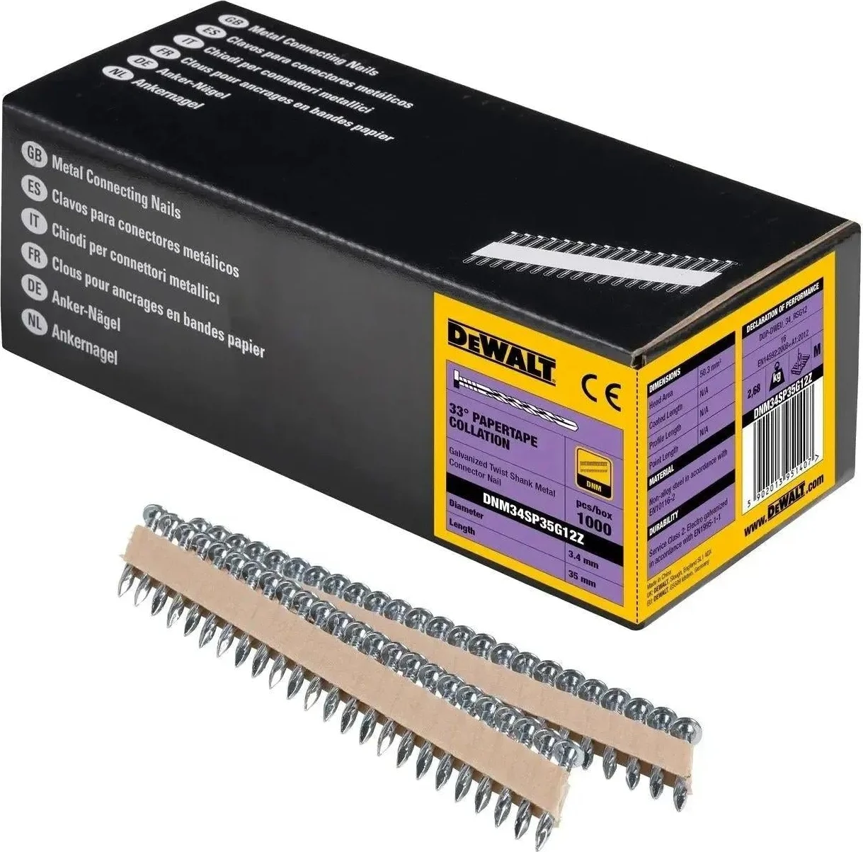 DeWALT DNM34SP35G12Z GAL Constructienagels 3.4-35mm Spiraal G12 VE=2000