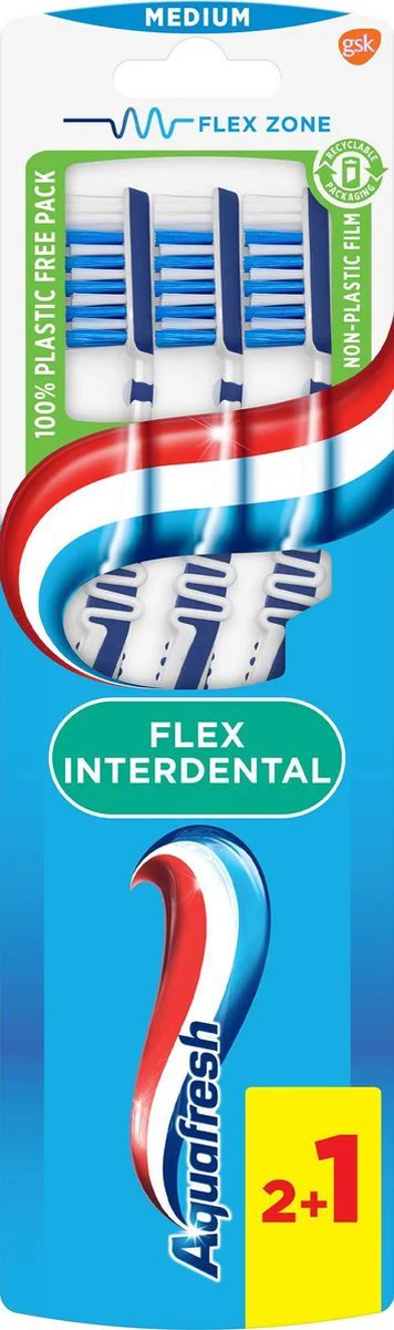 Aquafresh Flex Interdental Tandenborstel Medium - 2+1 gratis in 100% plasticvrije verpakking 3ST