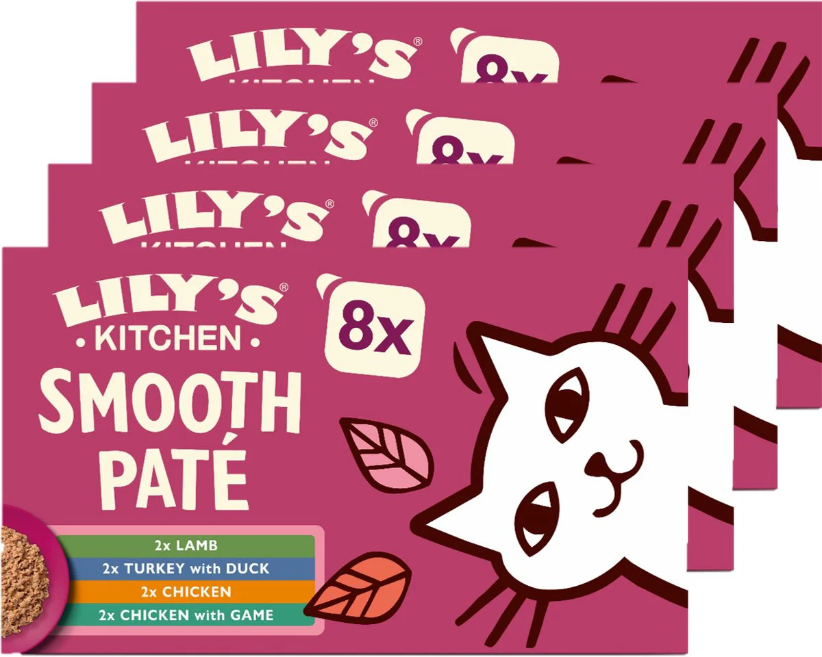 4x Lily's Kitchen Kattenvoer Nat Smooth Paté Selectie 8x85 gr
