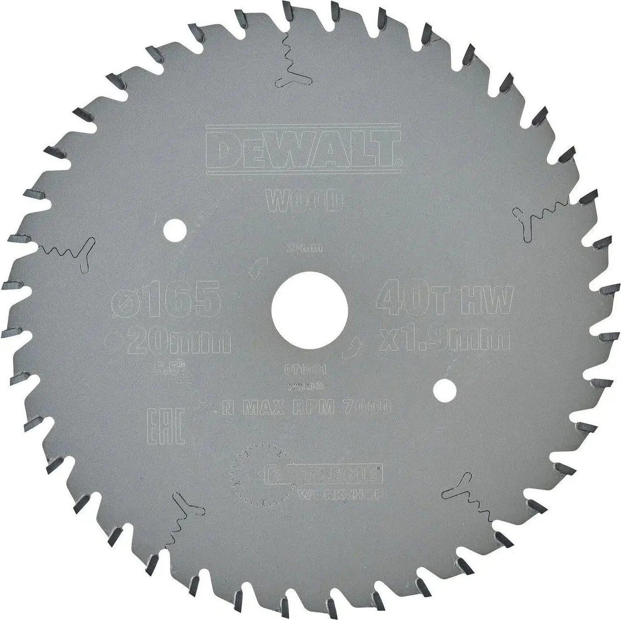 DeWALT Cirkelzaagblad voor Hout | Extreme | Ø 165mm Asgat 20mm 40T - DT1091-QZ
