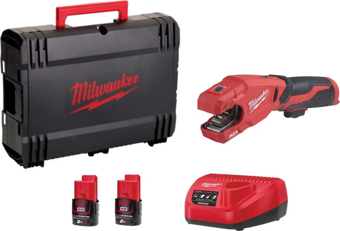 Milwaukee M12 PCSS-202C RAPTOR™ Accu Pijpsnijder RVS 12V 2.0Ah in Transportkoffer - 4933479242