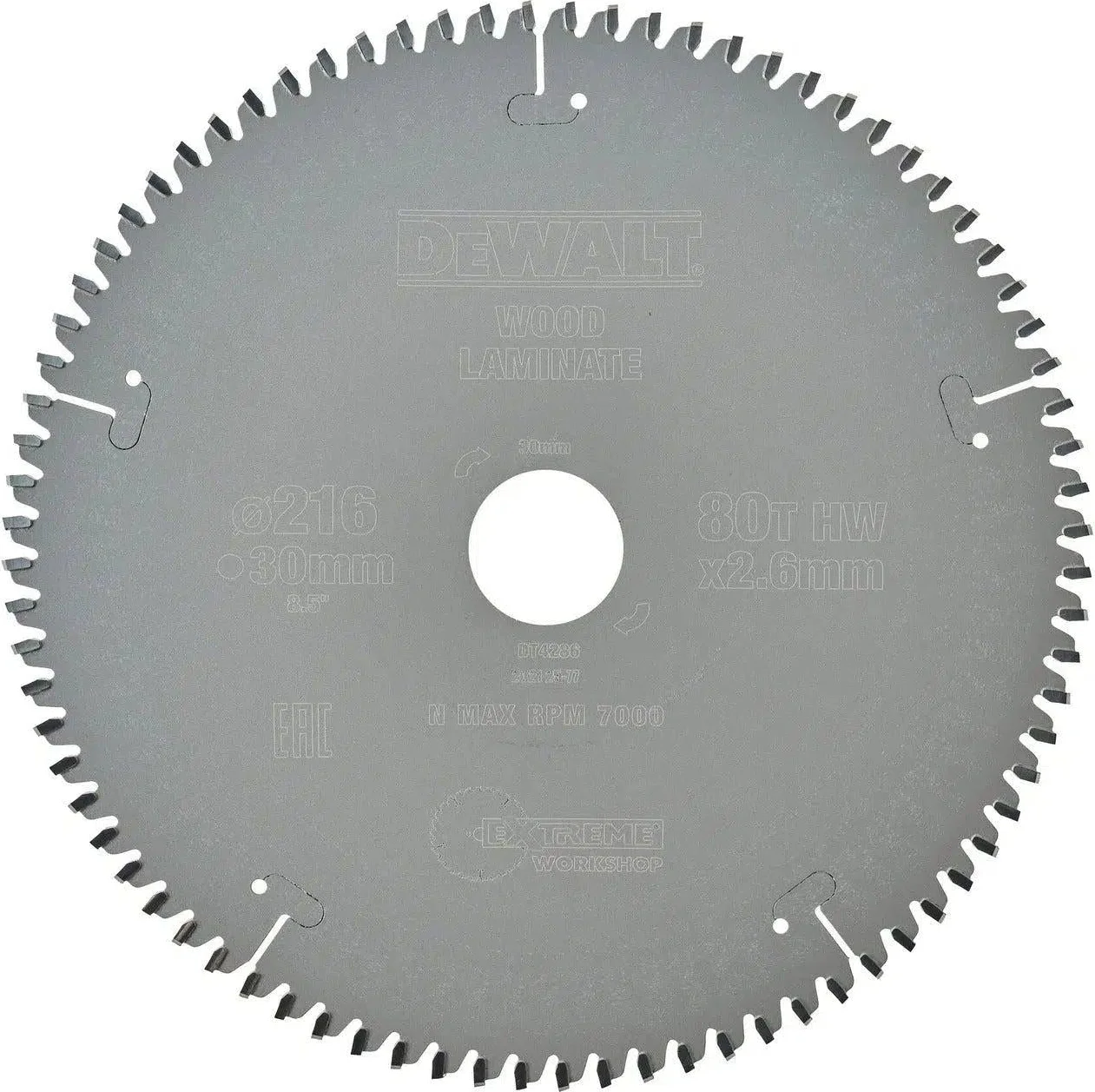 DeWALT Cirkelzaagblad voor Hout | Extreme | Ø 216mm Asgat 30mm 80T - DT4286-QZ