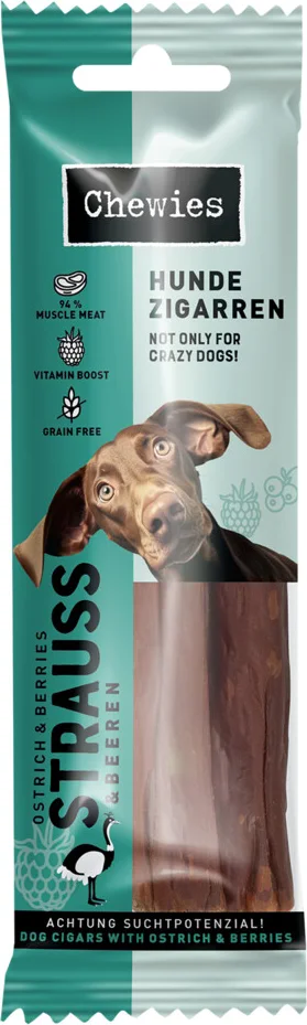 10x Chewies Hondensigaar Struisvogel & Bessen 75 gr