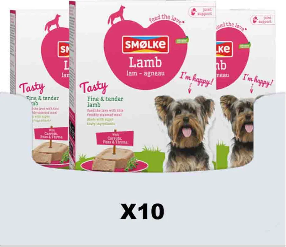 10x Smolke Hondenvoer Vers Gestoomd Lam 395 gr