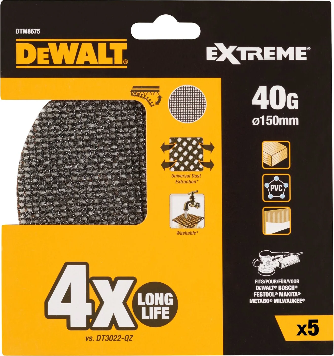 DeWALT DTM8675 Mesh Schuurgaas ø 150mm K40 VE=5