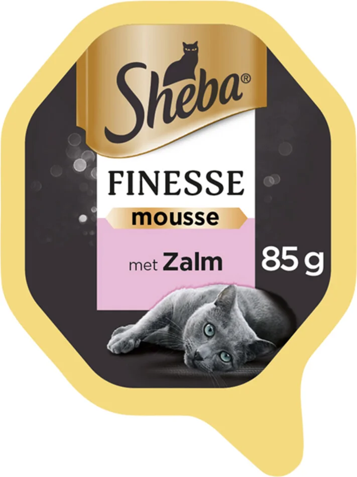 Sheba Finesse Kattenvoer Natvoer Mousse Zalm Kuipjes 85 gr