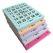Bingo kaarten gekleurd - Bingo block - 5x100 vellen - 0 tot 75 - 5 verschillende series