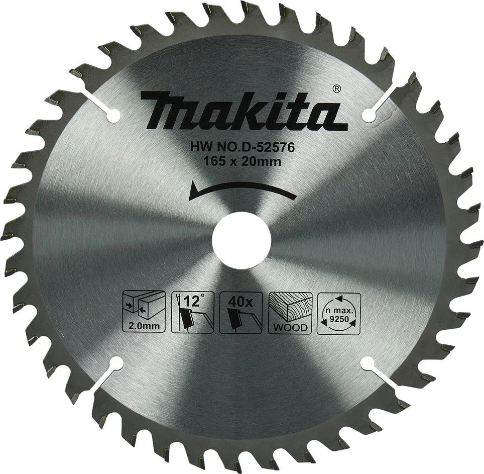Makita Cirkelzaagblad voor Hout | Standaard | Ø 165mm Asgat 20mm 40T - D-52576