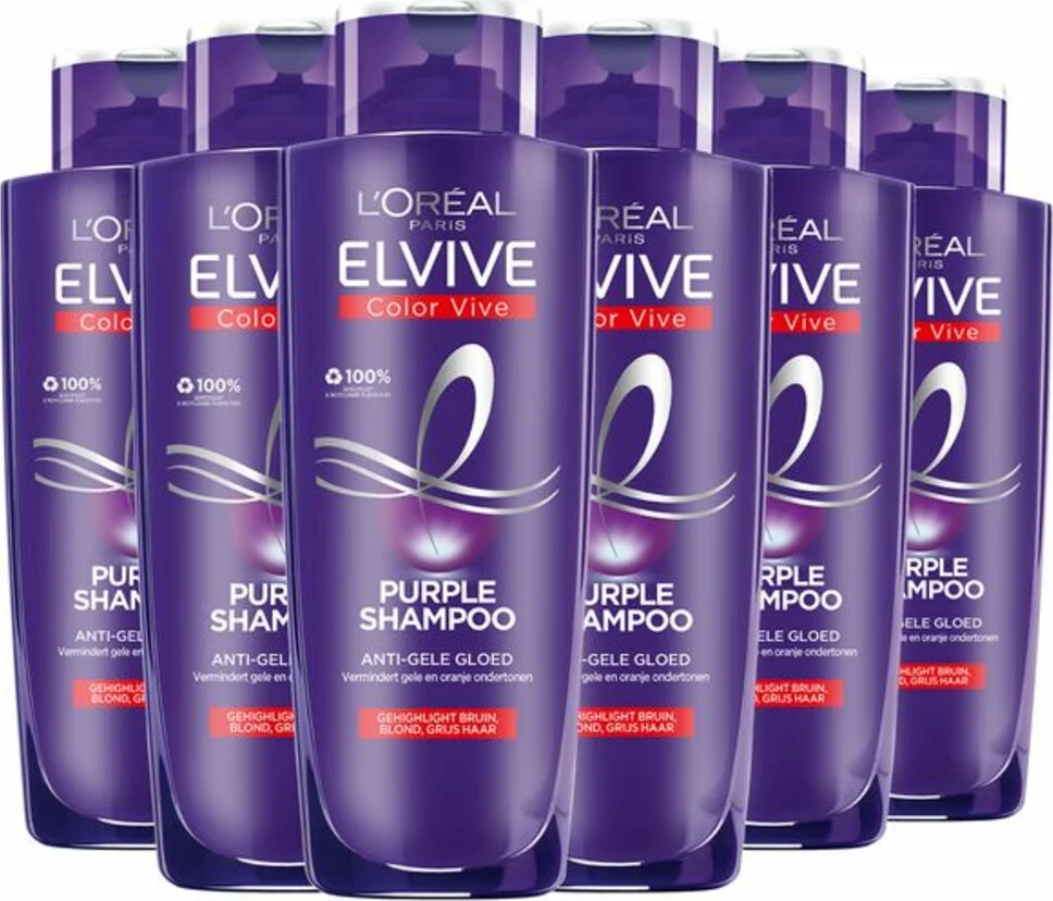 6x L'Oréal Elvive Color Vive Purple Shampoo 200 ml