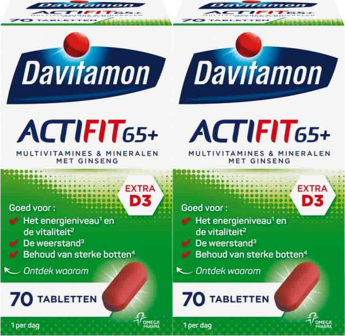 2x Davitamon Actifit 65+ 70 tabletten