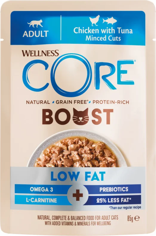 Wellness Core Kattenvoer Boost+ Low Fat Kip & Tonijn 85 gr