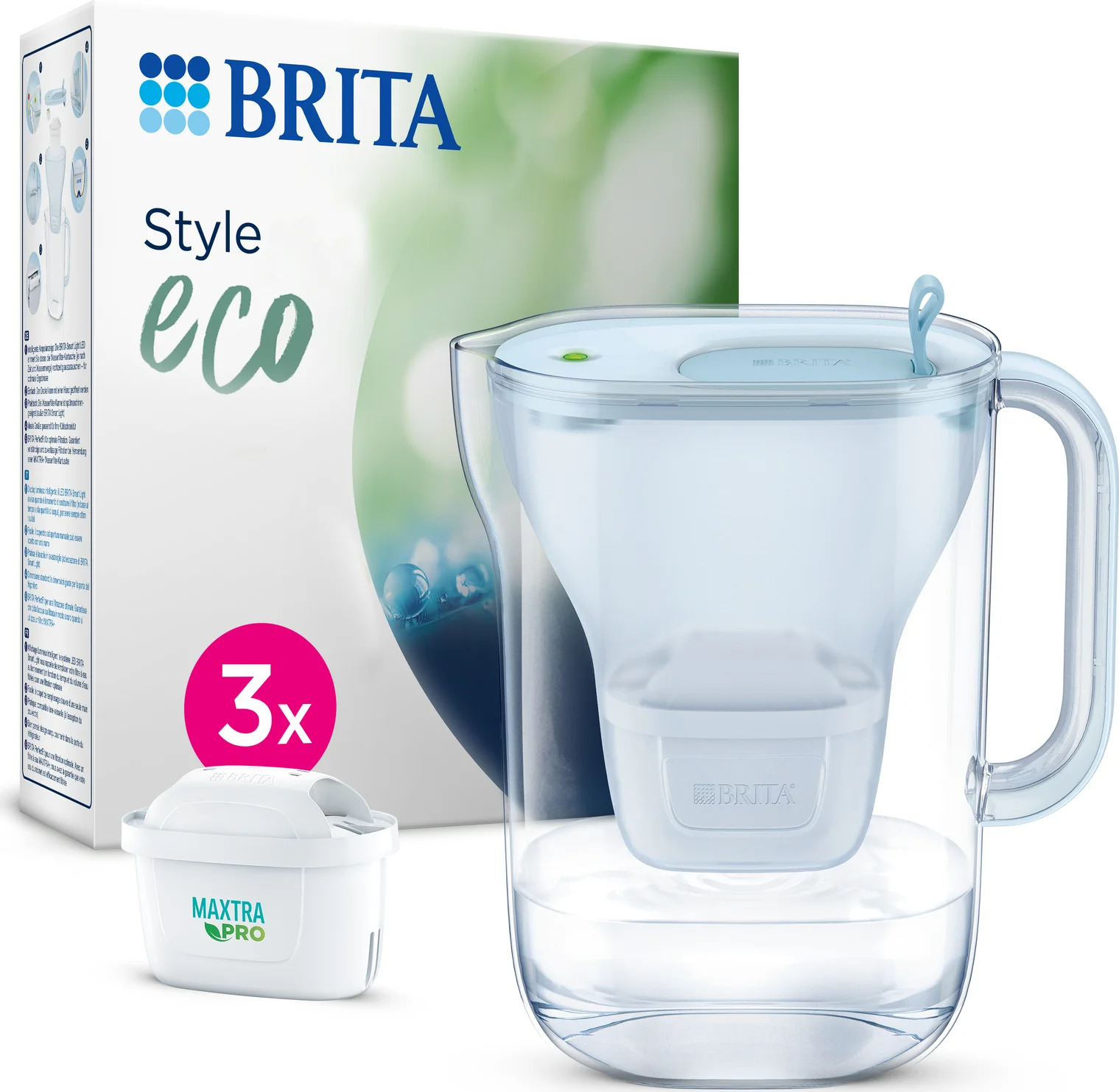 Brita Style Eco Waterfilterkan Blauw + 3 Maxtra Filterpatronen 2,4LT