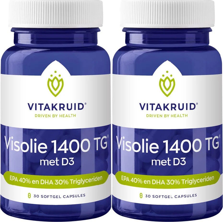 2x Vitakruid Visolie 1400 TG Met D3 30 capsules
