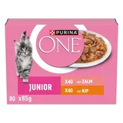 10x Purina ONE Kattenvoer Nat Junior Kip & Zalm 8 x 85 gr