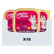 16x Edgard & Cooper Kattenvoer Senior Pate Kip - Kalkoen 85 gr