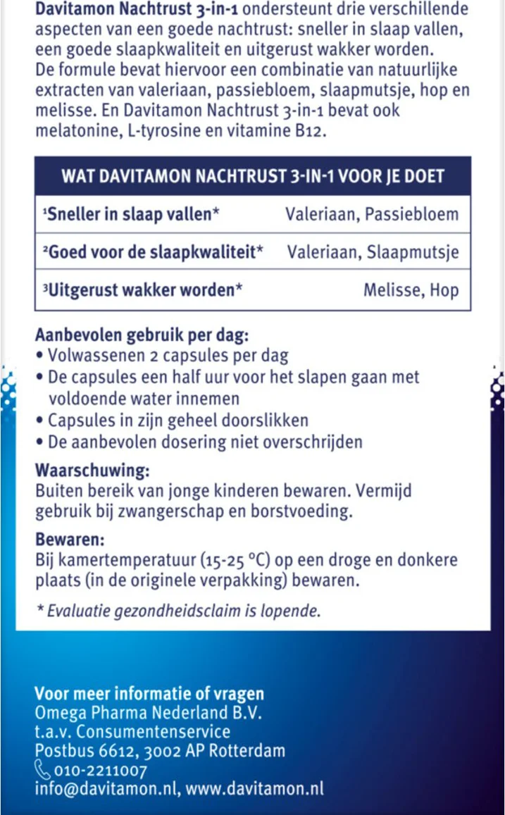 4x Davitamon Nachtrust 3-in-1 20 capsules