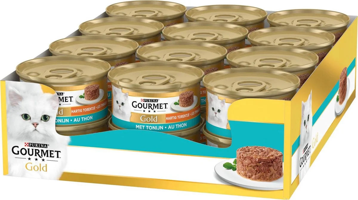 24x Gourmet Gold Kattenvoer Nat Hartig Torentje Tonijn 85 gr