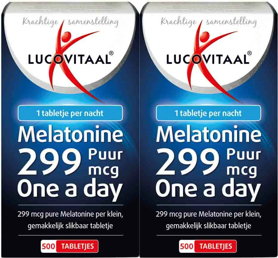 2x Lucovitaal Melatonine Puur 0.299mg 500 tabletten