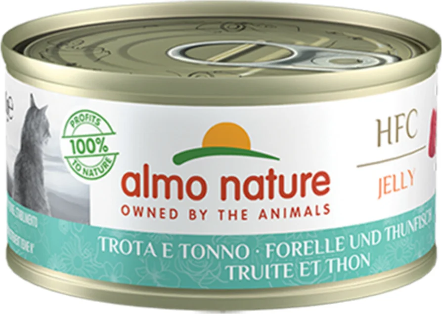 48x Almo Nature HFC Kattenvoer Nat in Gelei Forel & Tonijn 70 gr