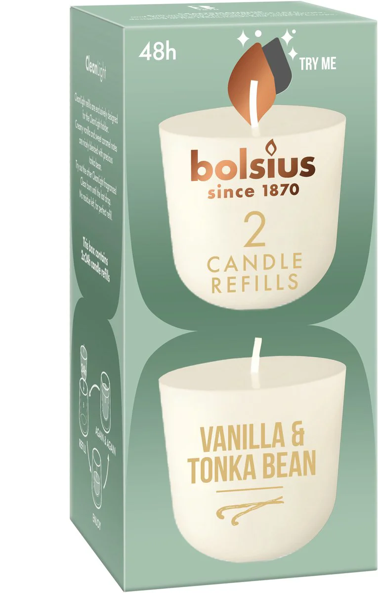 Bolsius 2 Candle Refills Vanilla & Tonka Bean