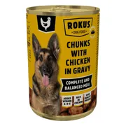 Rokus Hondenvoer Blik Stukjes Kip in Jus 415 gr