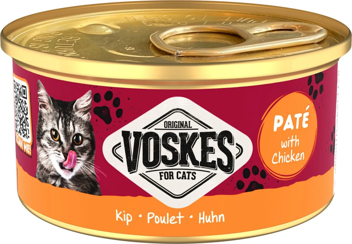 24x Voskes Kattenvoer Nat Paté Kip 85 gr