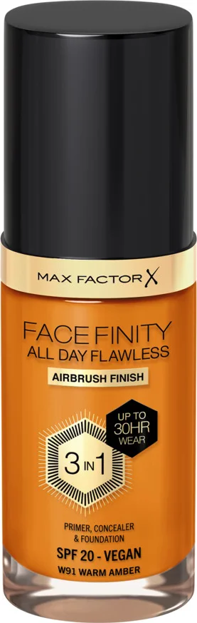2x Max Factor Facefinity All Day Flawless Foundation W91 Warm Amber 34 ml