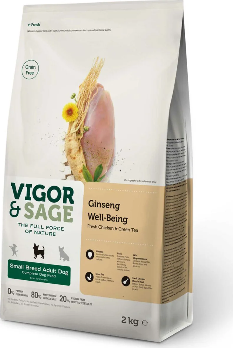 Vigor & Sage Hondenvoer Small Well-Being Ginseng 2 kg