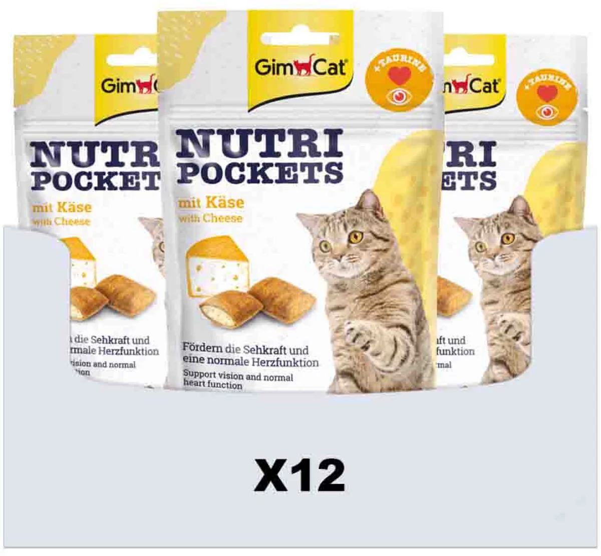 12x GimCat Nutri Pockets Kaas & Taurine 60 gr