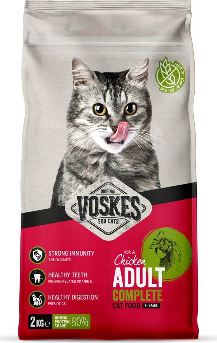 6x Voskes Kattenbrokken Adult Kip 2 kg