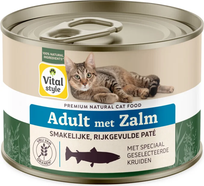 Vitalstyle Kattenvoer Blik Care Zalm 200 gr