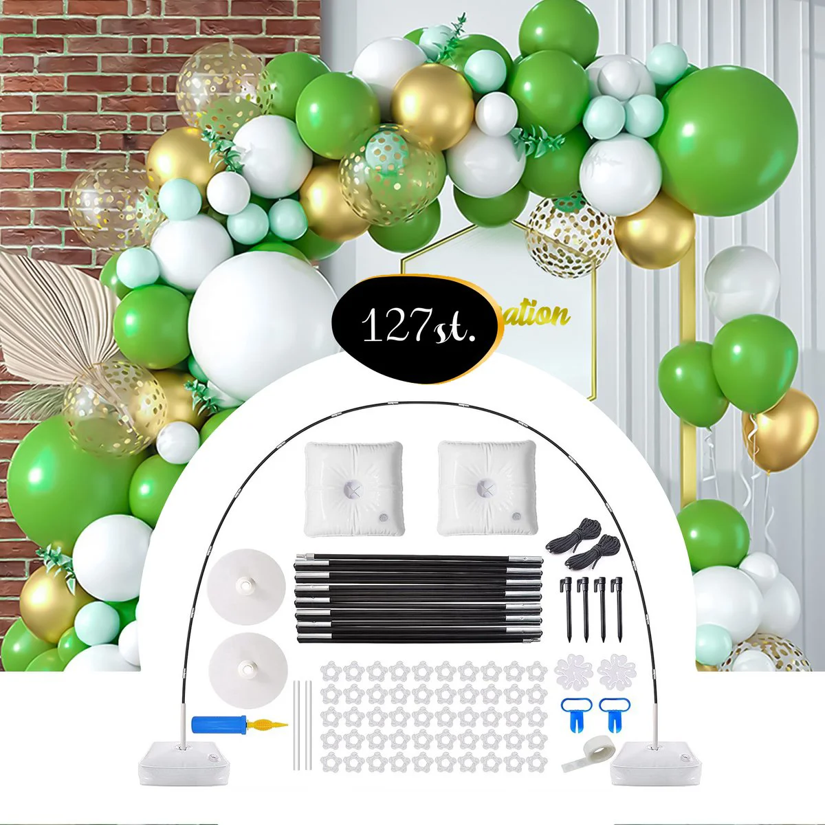 Duerté 6 Meter ballonnenboog standaard 117 Delig - Ballonnen statief - Ballonnen pomp - Ballonnen goud - Ballonnenboog verjaardag - Verjaardag Feest decoratie Versiering - Ballonnen standaard - Offerfeest