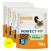 4x Perfect Fit Droogvoer Sensitive Kalkoen 750 gr