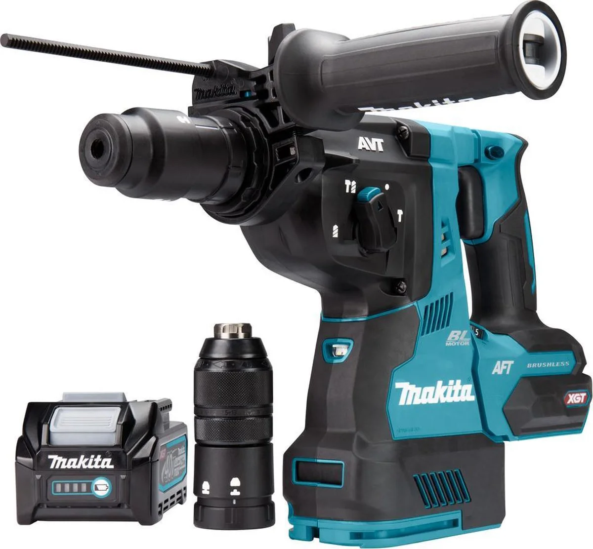 Makita HR002GM204 Accu combihamer SDS-Plus 2,9J + snelwisselboorkop + stofafzuiging AWS XGT 40V Max 4.0Ah in Mbox
