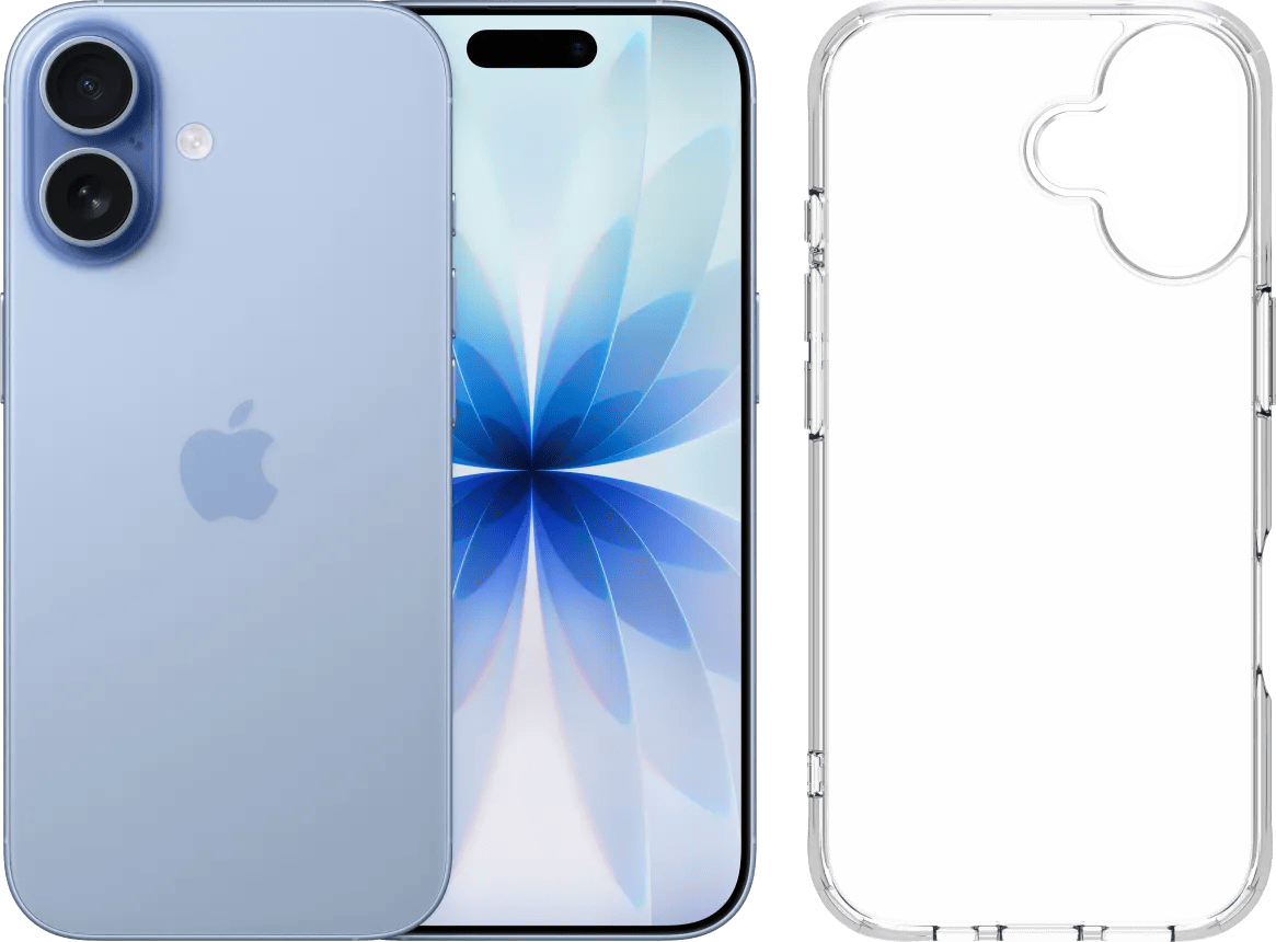 Apple iPhone 17 256GB Blauw + BlueBuilt Protective Back Cover Transparant