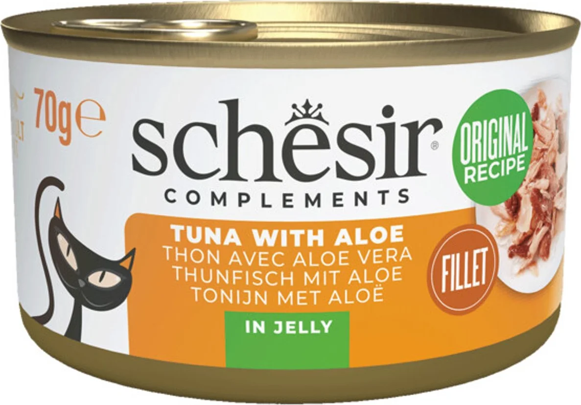 12x Schesir Complementary Kattenvoer Tonijn & Aloe in Gelei 70 gr