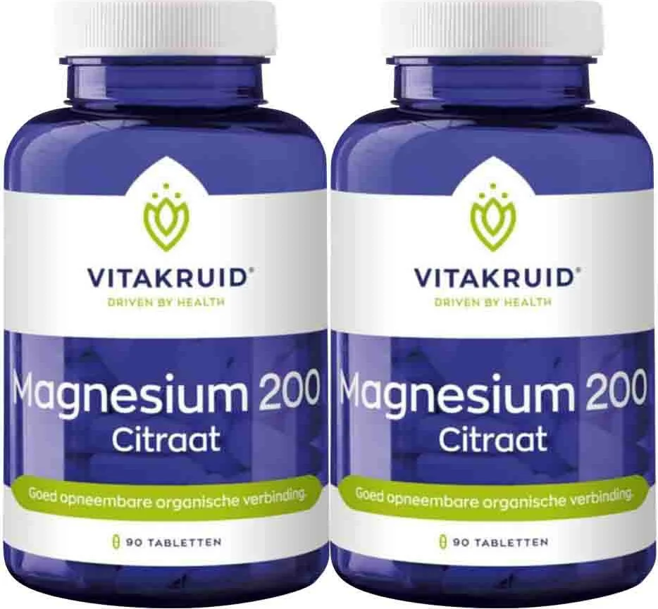 2x Vitakruid Magnesium 200 Citraat 90 tabletten
