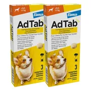 2x AdTab Anti Vlo en Teek Kauwtabletten Hond >5,5-11 kg 3 tabletten