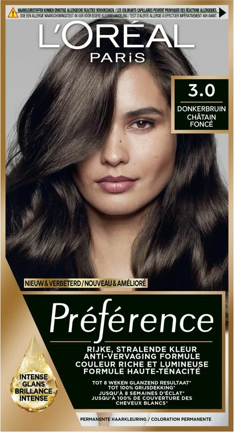 3x L'Oréal Préférence Permanente Haarkleuring 3.0 Donkerbruin