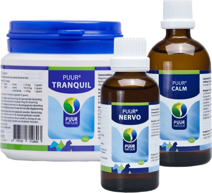 Preventiepakket (vuurwerk)angst bij dieren - Puur Tranquil + Puur Nervo + Puur Calm