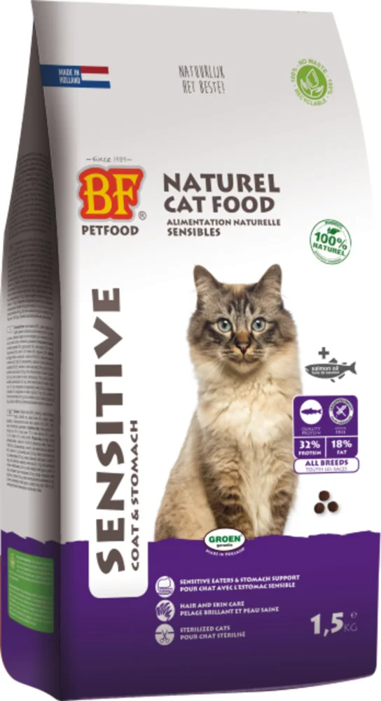 4x BF Petfood Kattenvoer Sensitive Graanvrij 1,5 kg