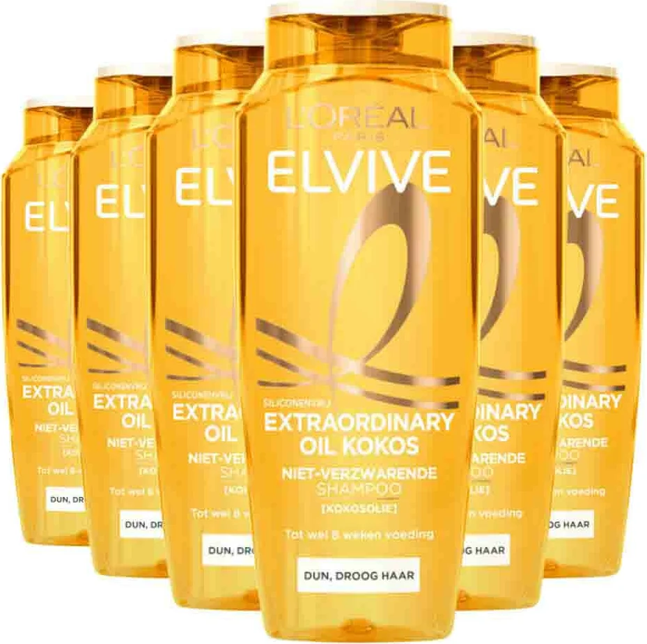 6x L'Oréal Elvive Extraordinary Oil Shampoo Kokos 250 ml
