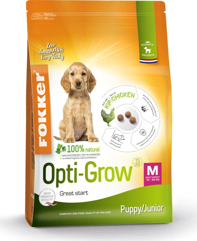 3x Fokker Opti-Grow Hondenvoer M 2,5 kg