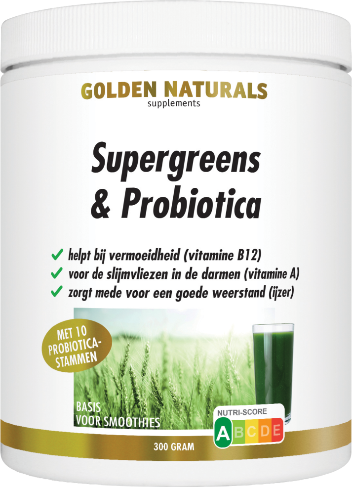 Golden Naturals Supergreens & Probiotica Poeder 300 gr