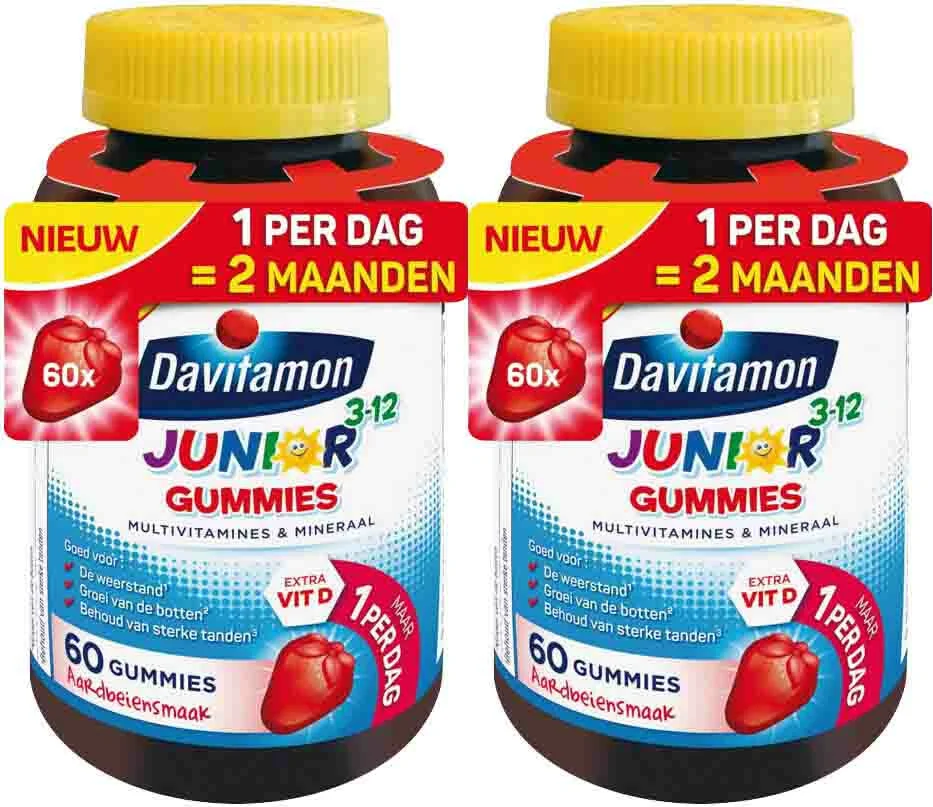 2x Davitamon Junior Gummies 3-12 jaar 60 gummies