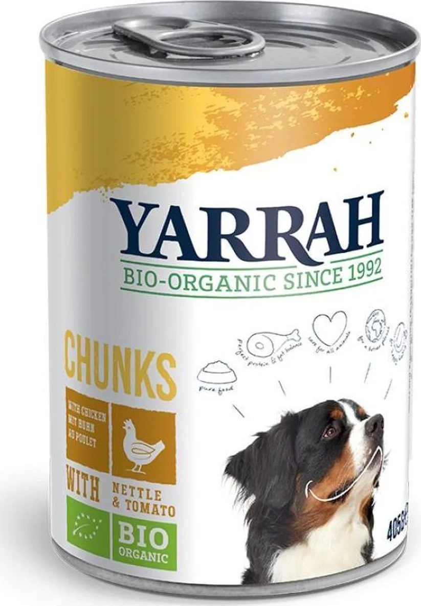 12x Yarrah Bio Hondenvoer Chunks Kip 405 gr
