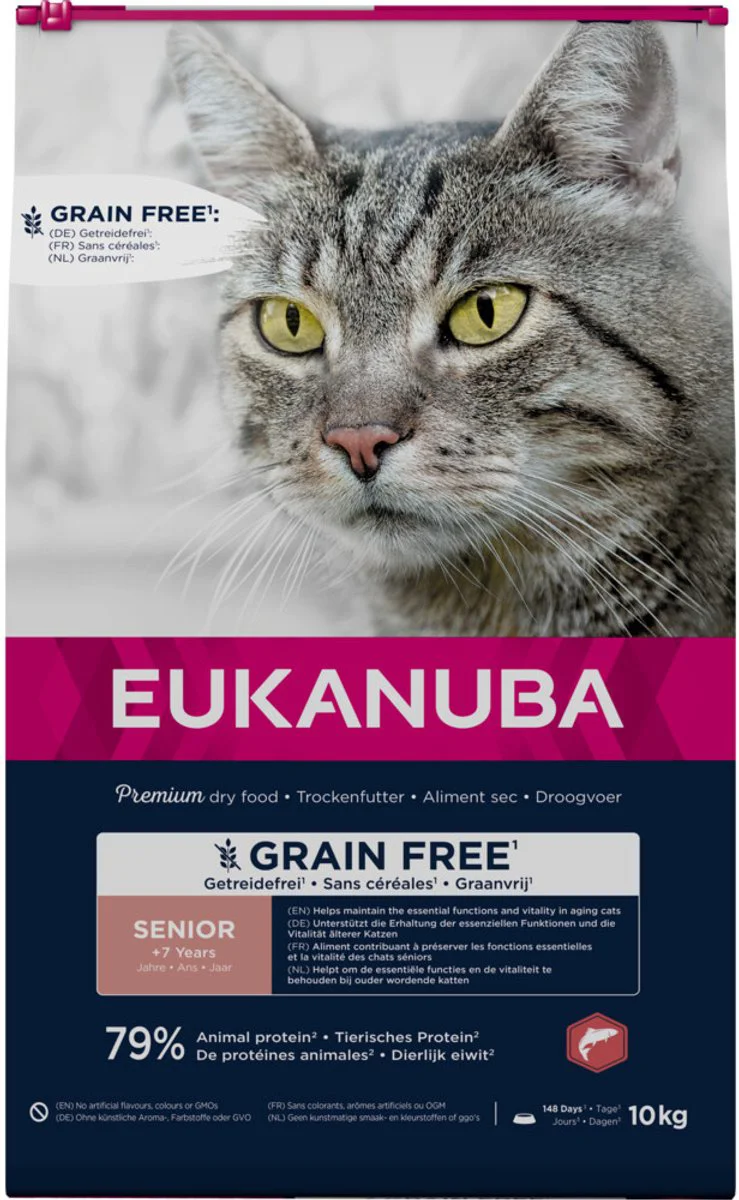 Eukanuba Kattenvoer Droog Senior Graanvrij Zalm 10 kg