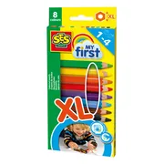 SES Creative My First Kleurpotloden XL - Kort en Dik - Vanaf 1 Jaar - 8 Kleuren - Babyproof - Goed Uitwasbaar - Schoencadeautjes Sinterklaas